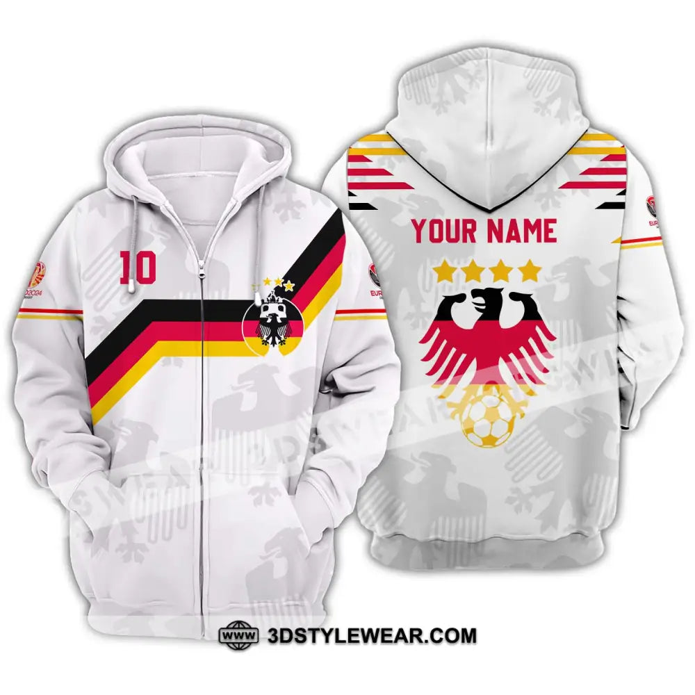 Unisex Shirt - Custom Name And Number Germany Euro 2024 White Color Zipper Hoodie / S T-Shirt