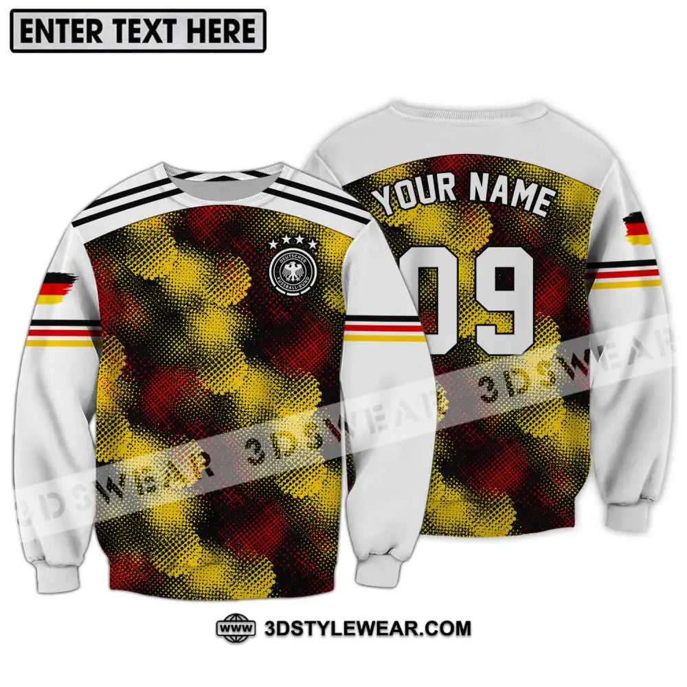 Unisex Shirt - Custom Name And Number Germany Flag Color Long Sleeve / S T-Shirt