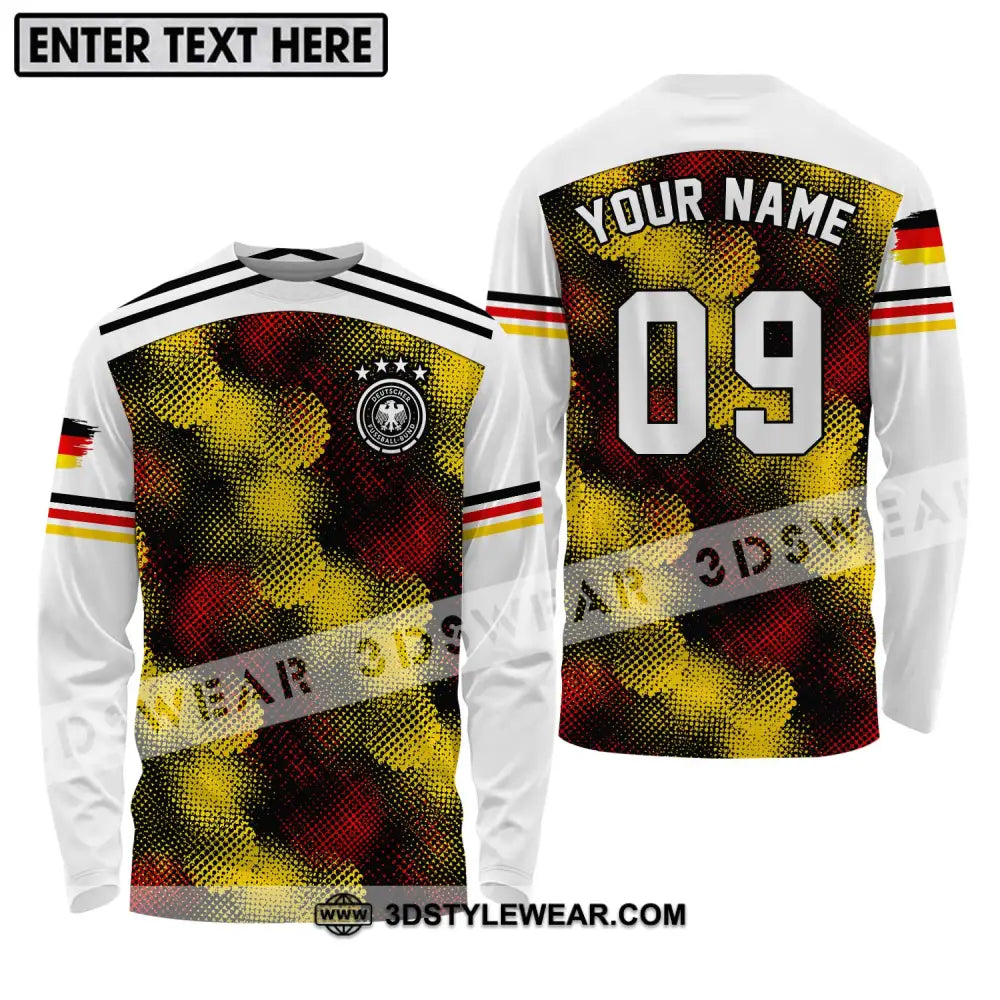 Unisex Shirt - Custom Name And Number Germany Flag Color Long Sleeve / S T-Shirt