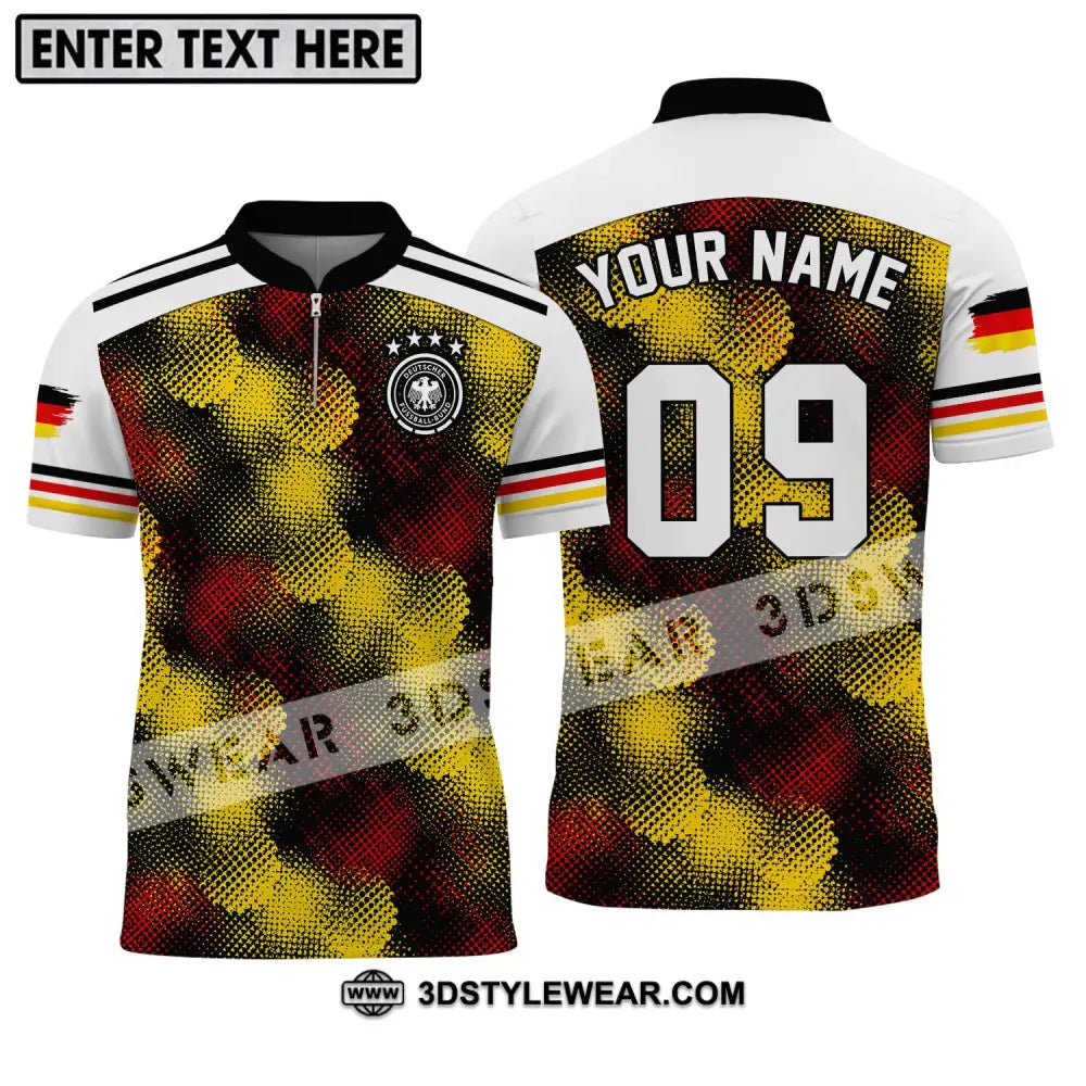 Unisex Shirt - Custom Name And Number Germany Flag Color Zipper Polo / S T-Shirt