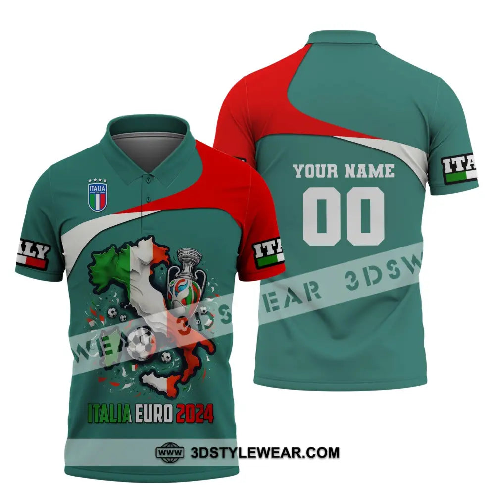 Unisex Shirt Custom Name And Number Italia Football Polo Long Sleeve Euro 2024 / S T-Shirt