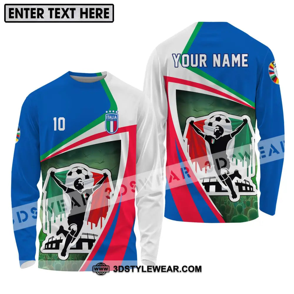 Unisex Shirt - Custom Name And Number Italy Euro 2024 National Team Long Sleeve / S T-Shirt