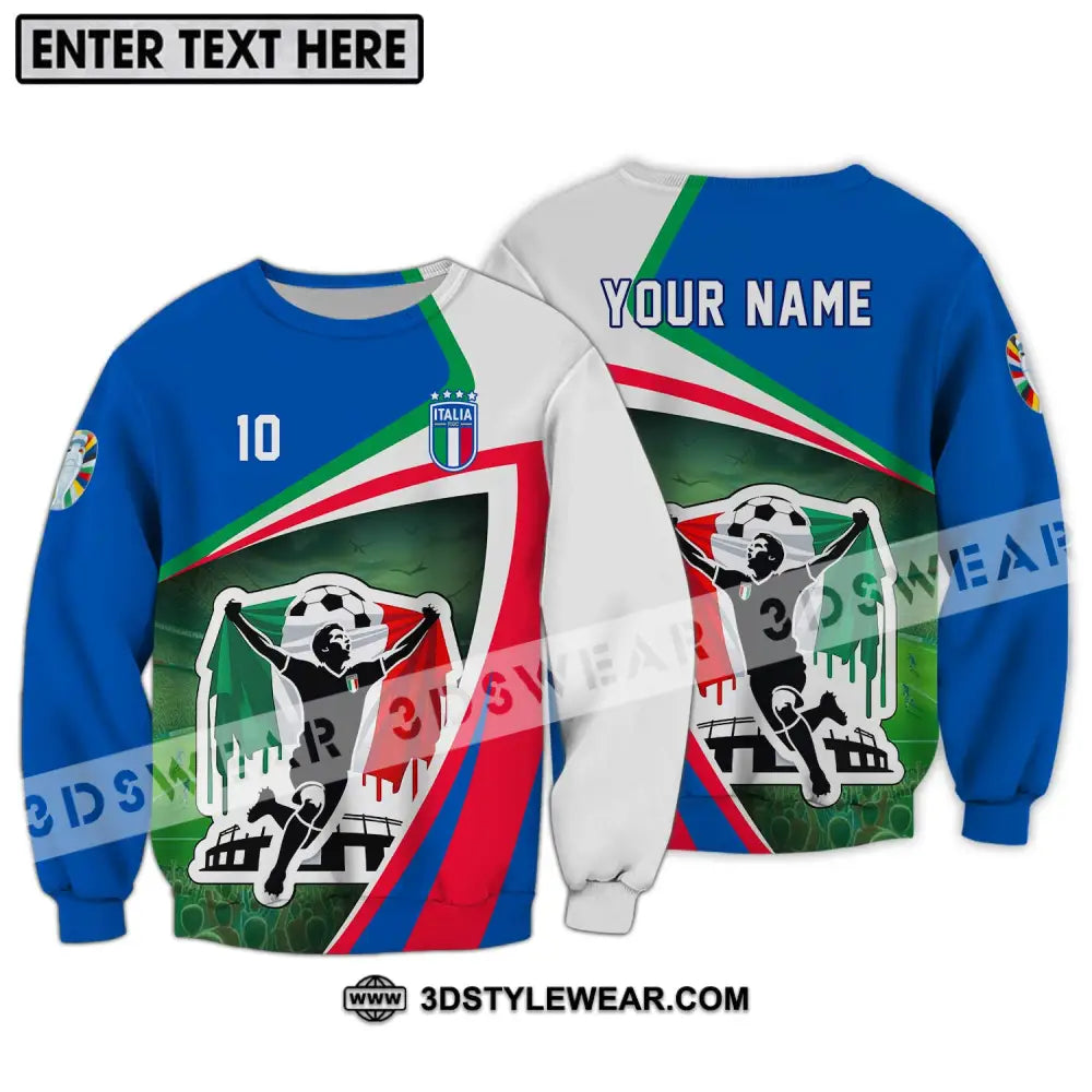 Unisex Shirt - Custom Name And Number Italy Euro 2024 National Team Long Sleeve / S T-Shirt