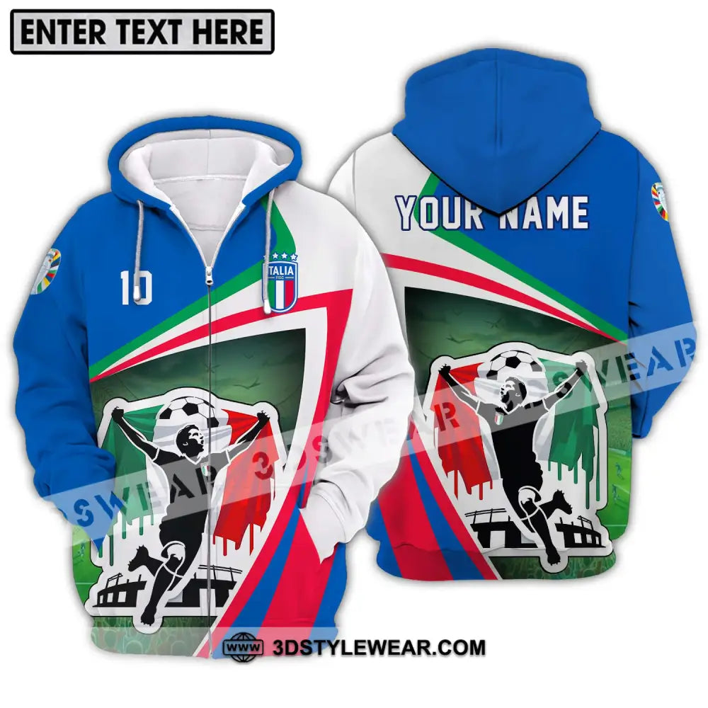 Unisex Shirt - Custom Name And Number Italy Euro 2024 National Team Zipper Hoodie / S T-Shirt