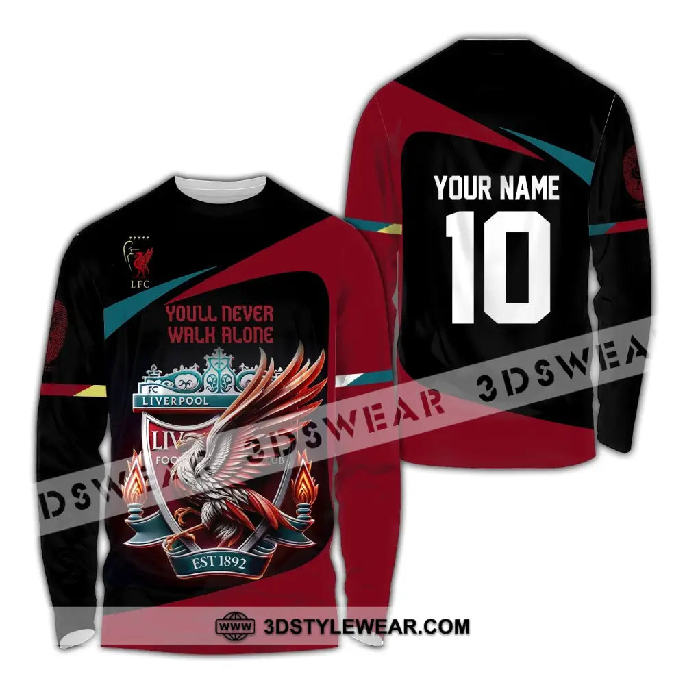 Unisex Shirt Custom Name And Number Kop Football Hoodie Long Sleeve / S T-Shirt