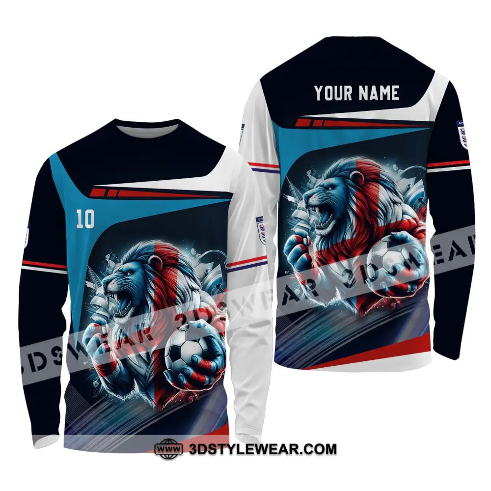 Unisex Shirt - Custom Name And Number Lion England Euro 2024 Team Long Sleeve / S T-Shirt