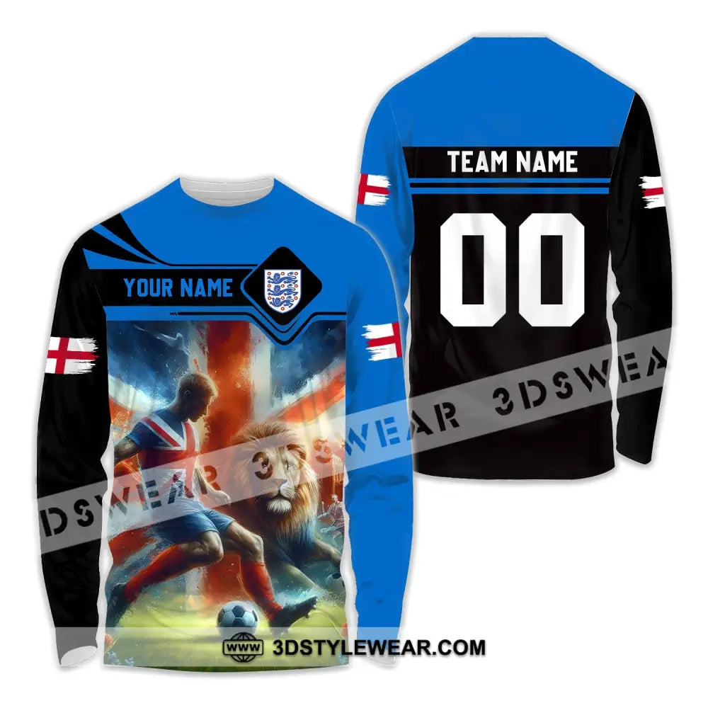 Unisex Shirt - Custom Name And Number Lion England National Team Euro 2024 Long Sleeve / S T-Shirt