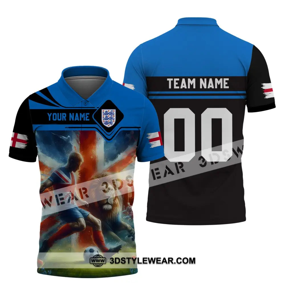 Unisex Shirt - Custom Name And Number Lion England National Team Euro 2024 Polo / S T-Shirt