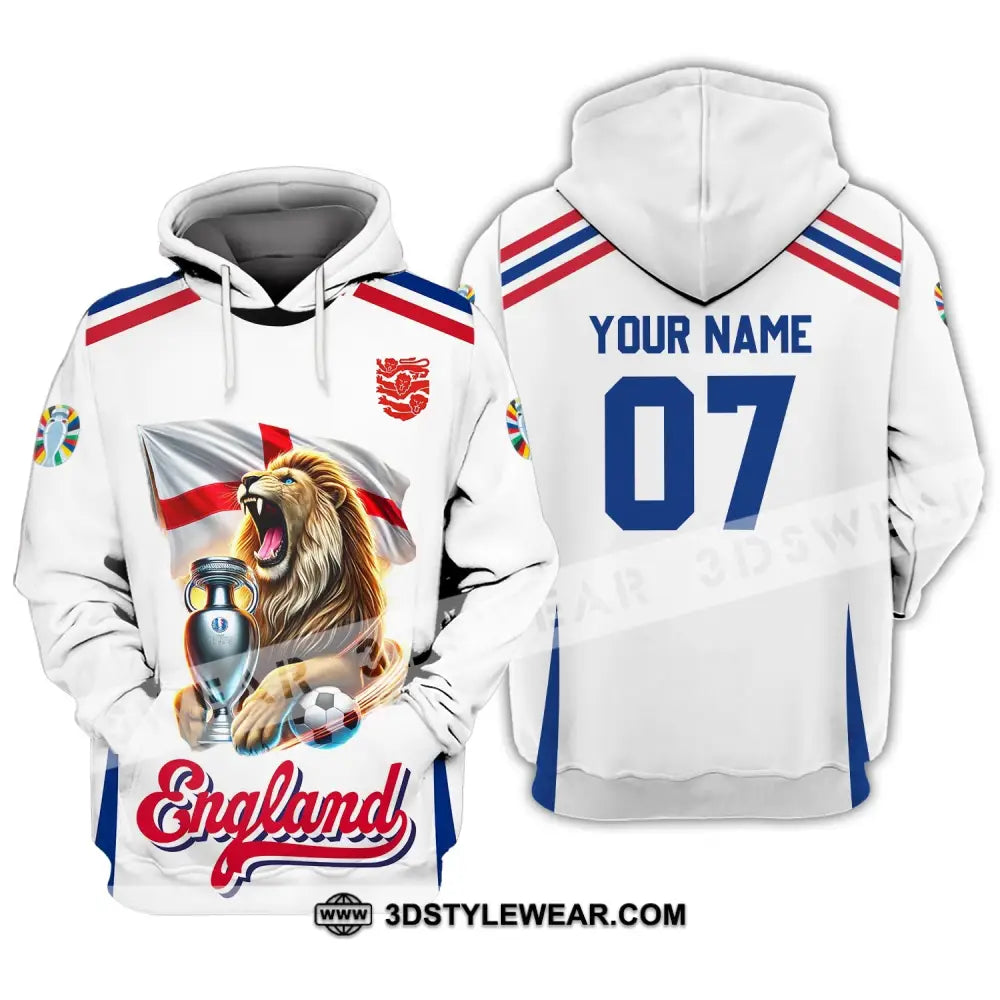 Unisex Shirt - Custom Name And Number National Team Euro 2024 Lion England Hoodie / S T-Shirt