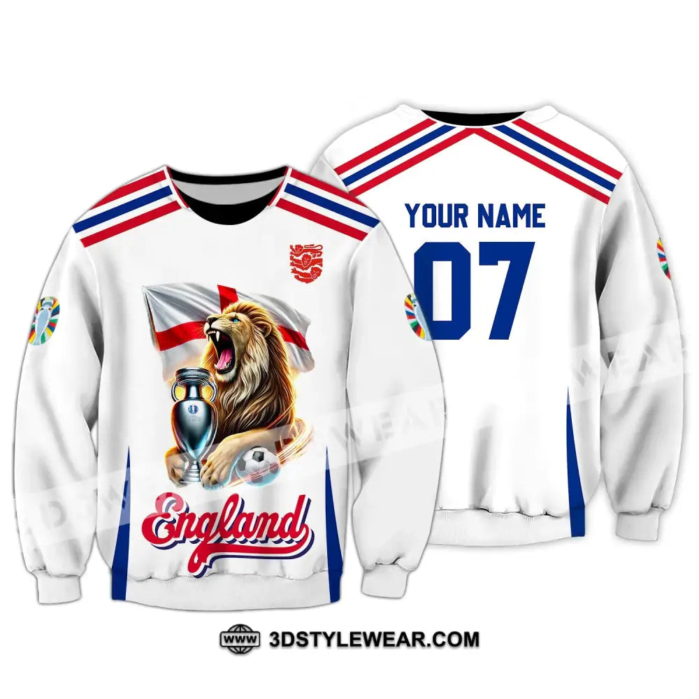 Unisex Shirt - Custom Name And Number National Team Euro 2024 Lion England Long Sleeve / S T-Shirt