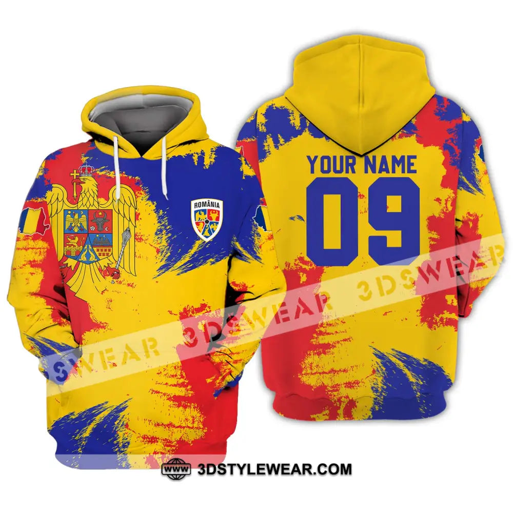 Unisex Shirt - Custom Name And Number National Team Flag Color Romania Hoodie / S T-Shirt