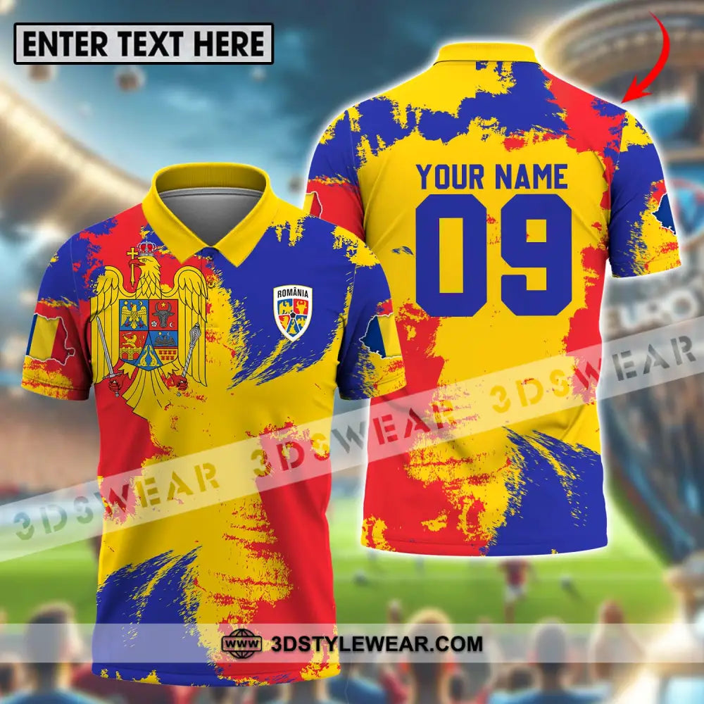 Unisex Shirt - Custom Name And Number National Team Flag Color Romania T-Shirt