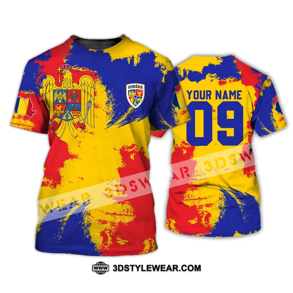 Unisex Shirt - Custom Name And Number National Team Flag Color Romania T-Shirt / S T-Shirt