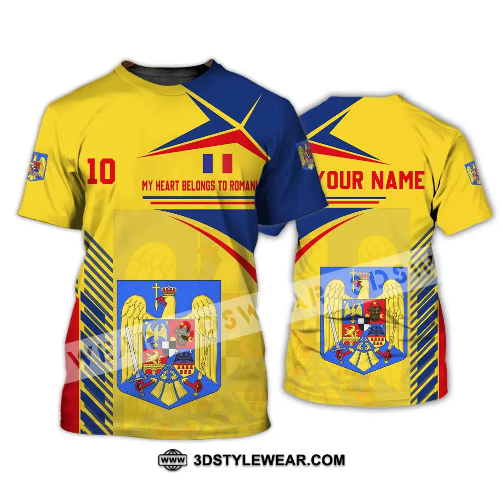 Unisex Shirt - Custom Name And Number National Team My Heart Belongs To Romania T-Shirt / S T-Shirt