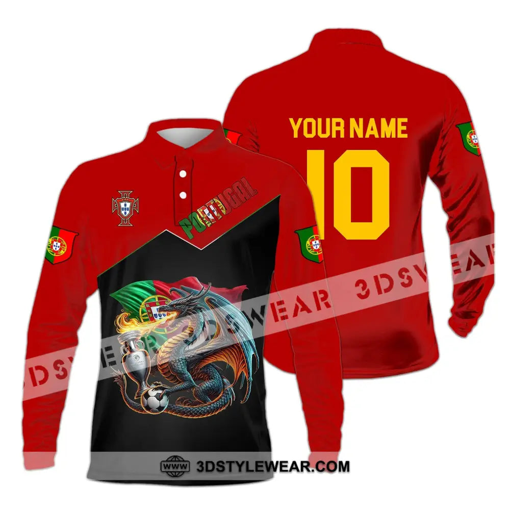 Unisex Shirt - Custom Name And Number National Team Sport Portugal Long Sleeve Polo / S T-Shirt