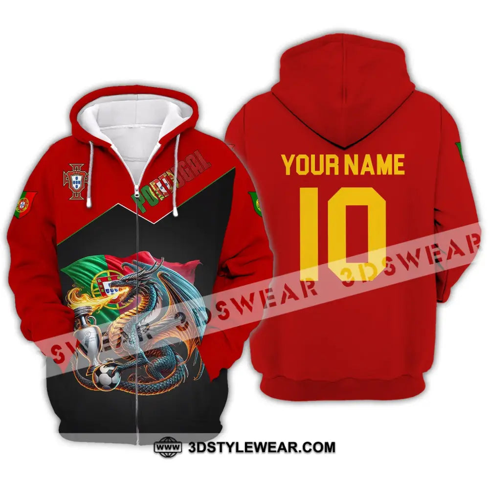 Unisex Shirt - Custom Name And Number National Team Sport Portugal Zipper Hoodie / S T-Shirt