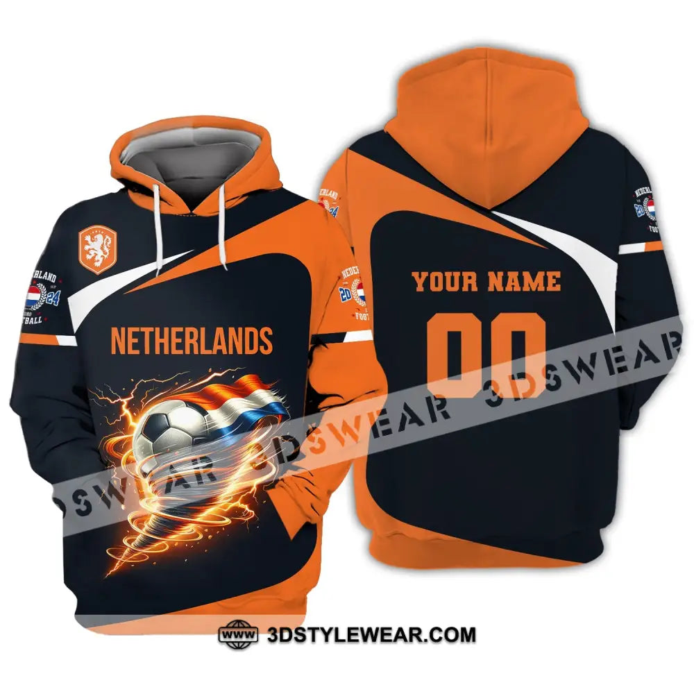 Unisex Shirt Custom Name And Number Netherlands Euro 2024 Football Polo Long Sleeve Hoodie / S