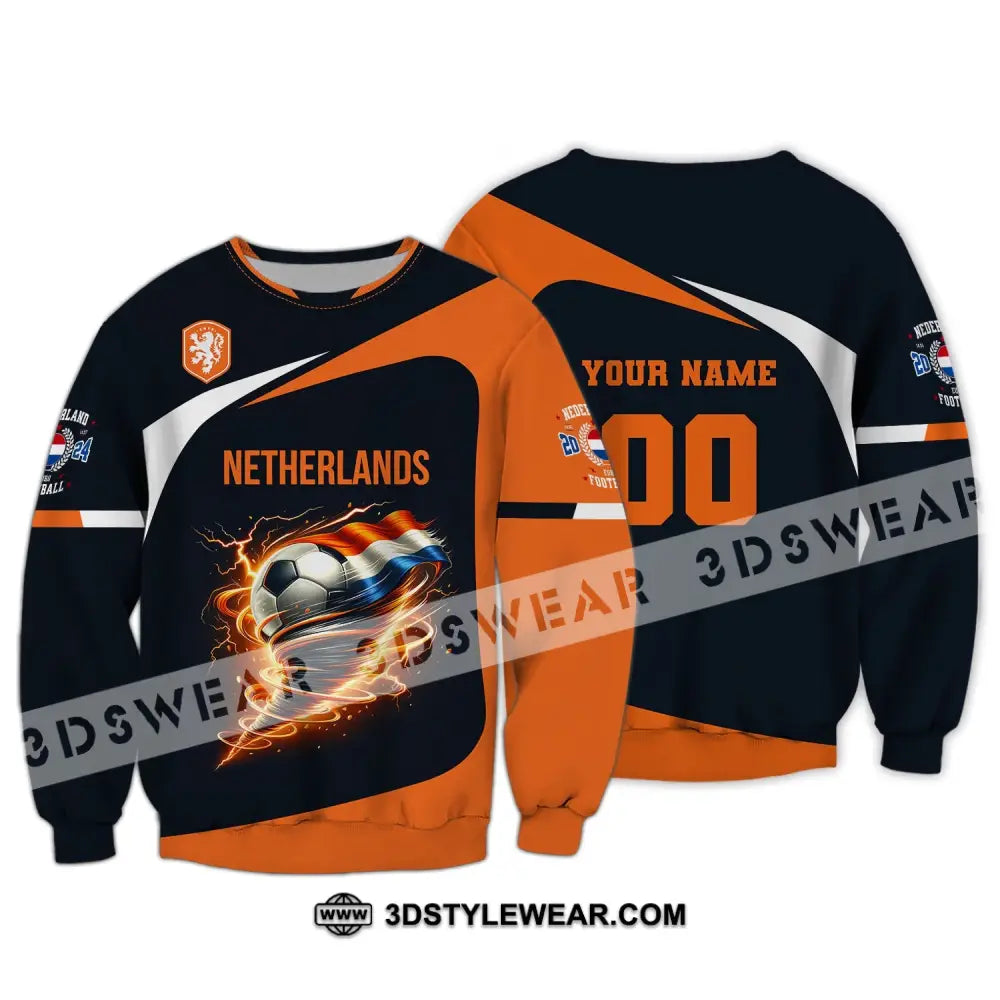 Unisex Shirt Custom Name And Number Netherlands Euro 2024 Football Polo Long Sleeve / S T-Shirt