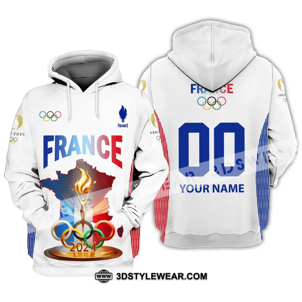 Unisex Shirt Custom Name And Number Olympic 2024 France Long Sleeve Polo Hoodie / S T-Shirt