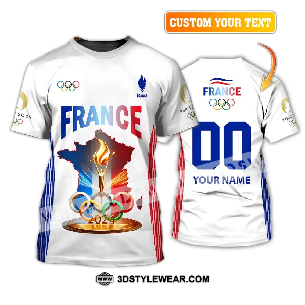 Unisex Shirt Custom Name And Number Olympic 2024 France Long Sleeve Polo T-Shirt