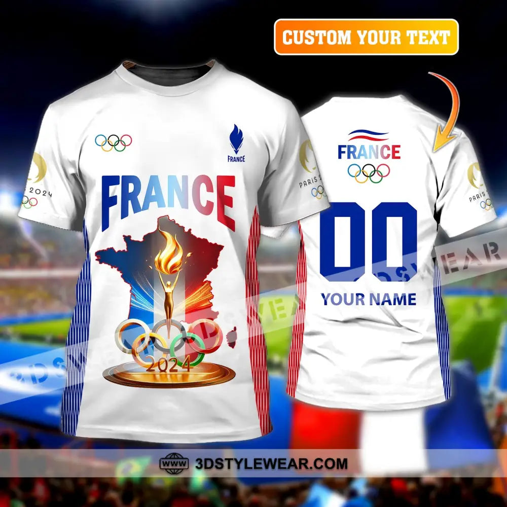 Unisex Shirt Custom Name And Number Olympic 2024 France Long Sleeve Polo T-Shirt