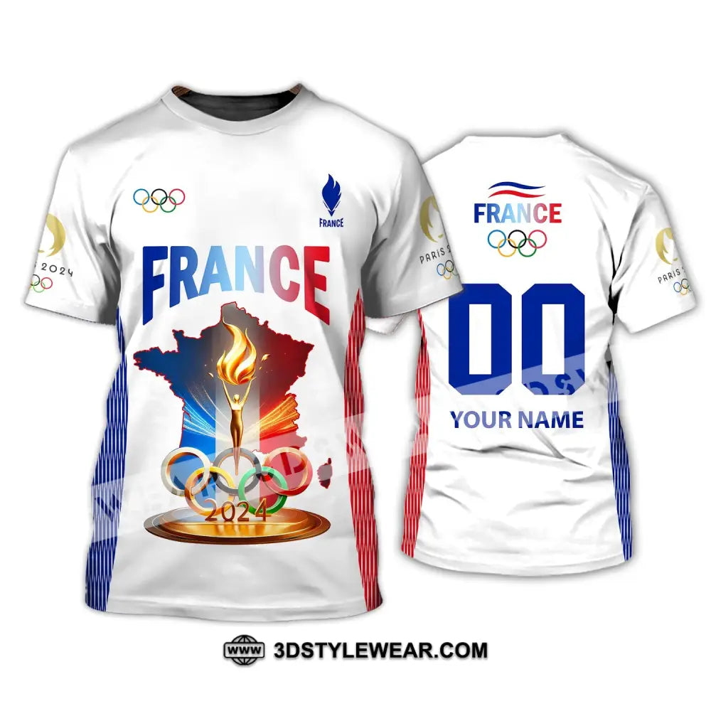 Unisex Shirt Custom Name And Number Olympic 2024 France Long Sleeve Polo T-Shirt / S