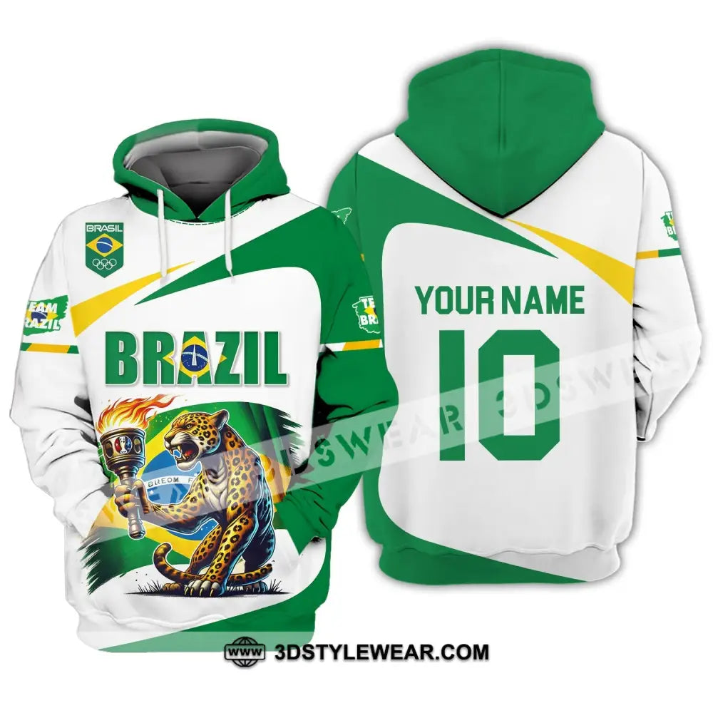 Unisex Shirt - Custom Name And Number Olympic 2024 Sport Brazil Hoodie / S T-Shirt