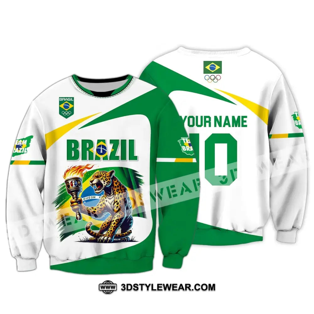 Unisex Shirt - Custom Name And Number Olympic 2024 Sport Brazil Long Sleeve / S T-Shirt