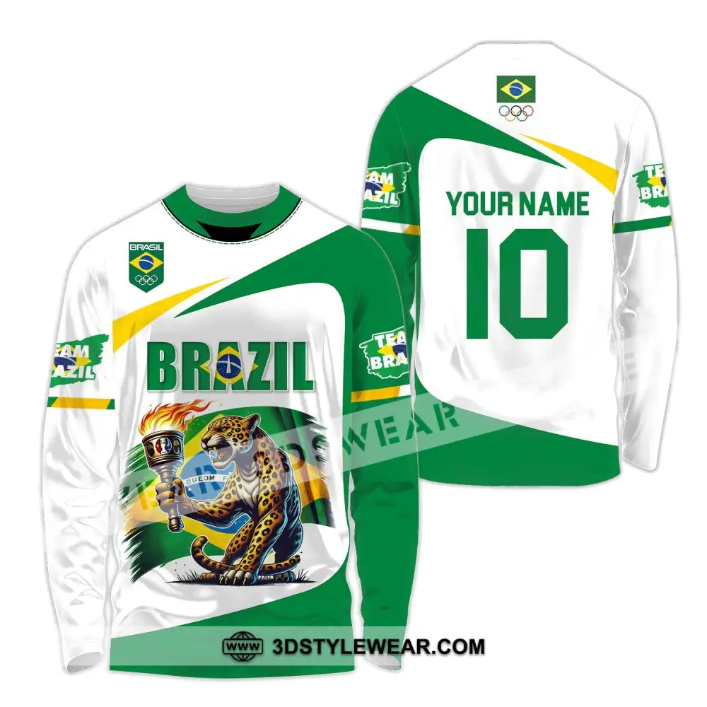 Unisex Shirt - Custom Name And Number Olympic 2024 Sport Brazil Long Sleeve / S T-Shirt