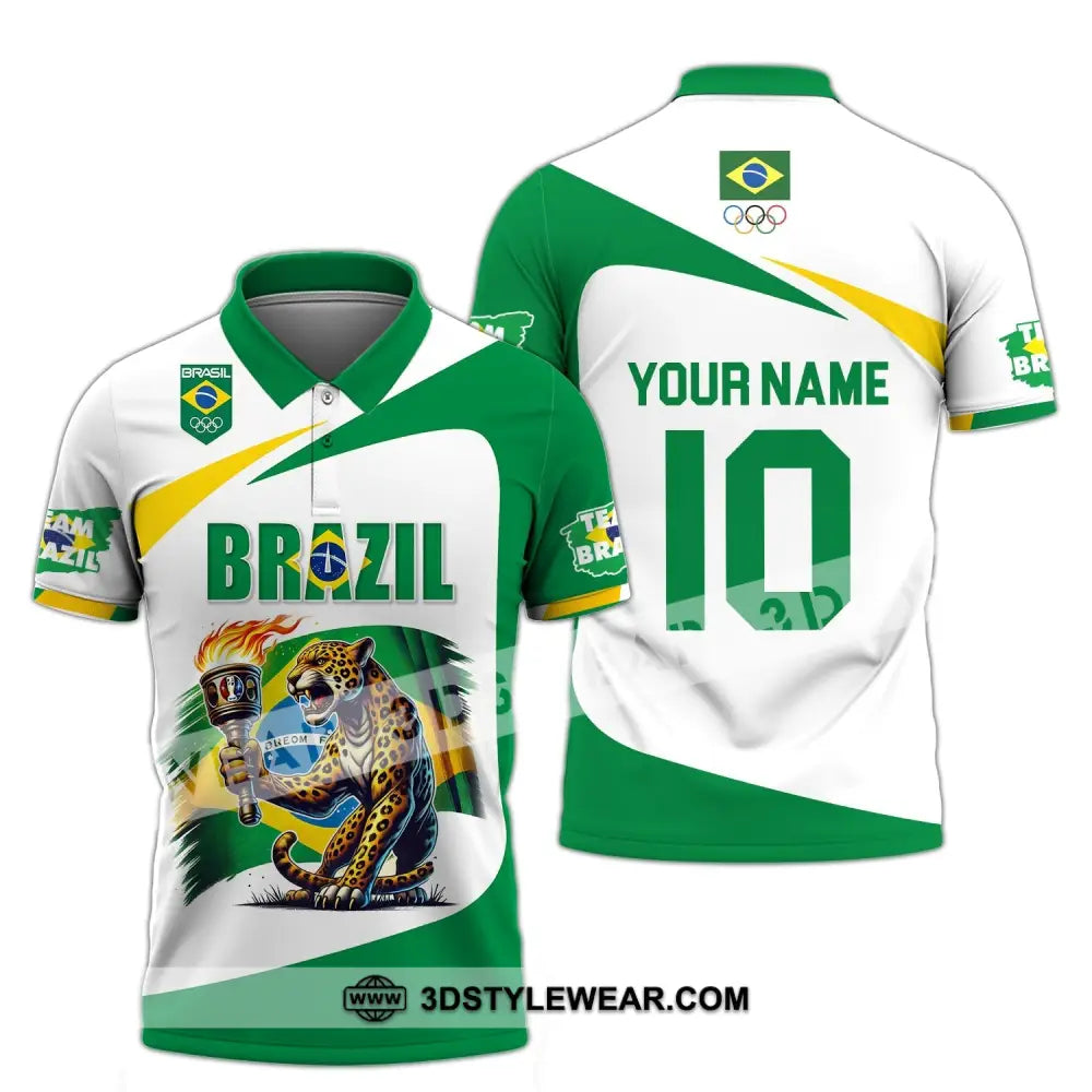 Unisex Shirt - Custom Name And Number Olympic 2024 Sport Brazil Polo / S T-Shirt