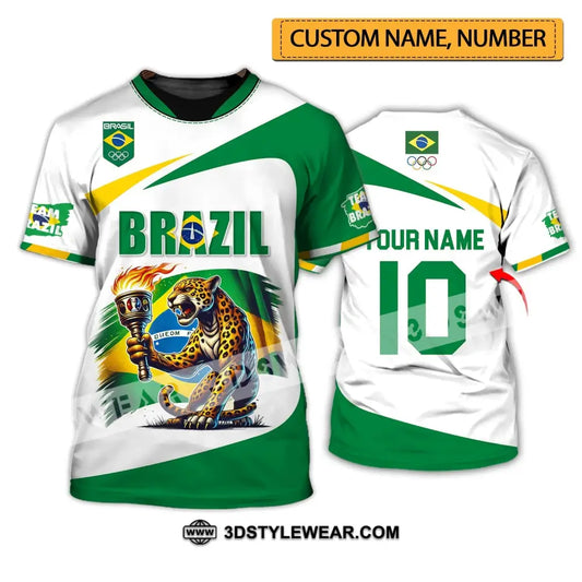 Unisex Shirt - Custom Name And Number Olympic 2024 Sport Brazil T-Shirt