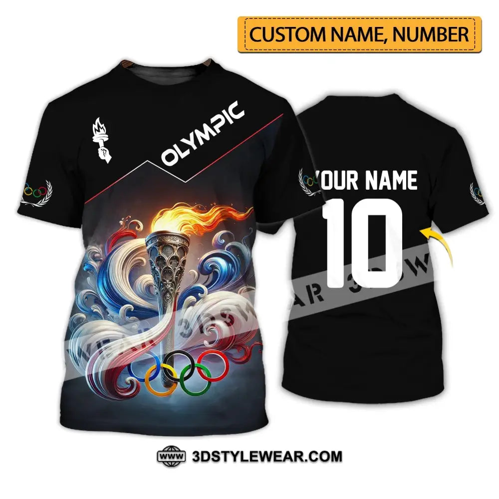 Unisex Shirt - Custom Name And Number Olympic Paris 2024 Fire T-Shirt