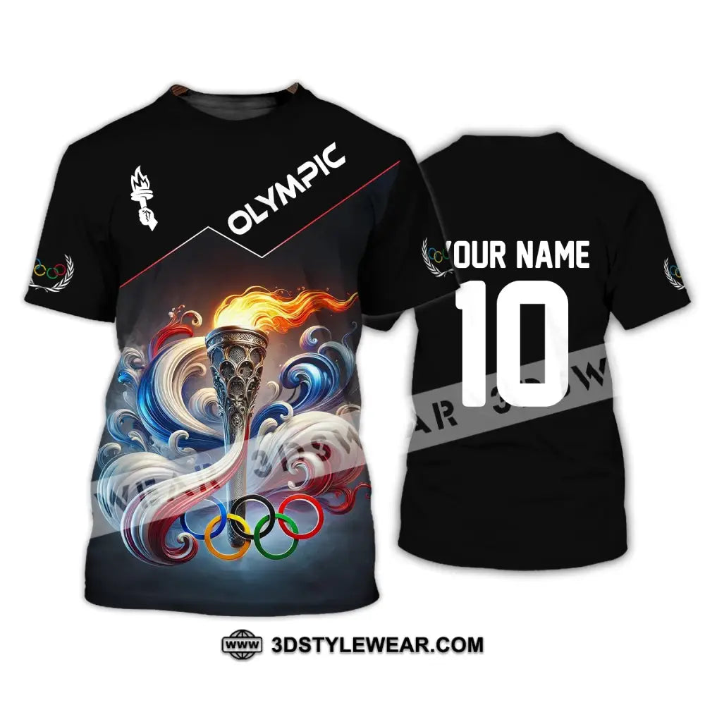 Unisex Shirt - Custom Name And Number Olympic Paris 2024 Fire T-Shirt / S T-Shirt