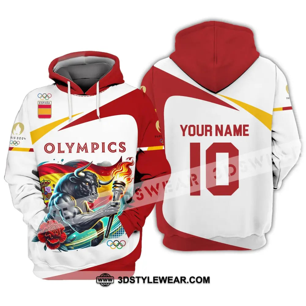 Unisex Shirt - Custom Name And Number Olympics Paris 2024 Sport Spain Hoodie / S T-Shirt