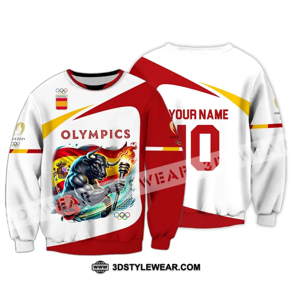 Unisex Shirt - Custom Name And Number Olympics Paris 2024 Sport Spain Long Sleeve / S T-Shirt