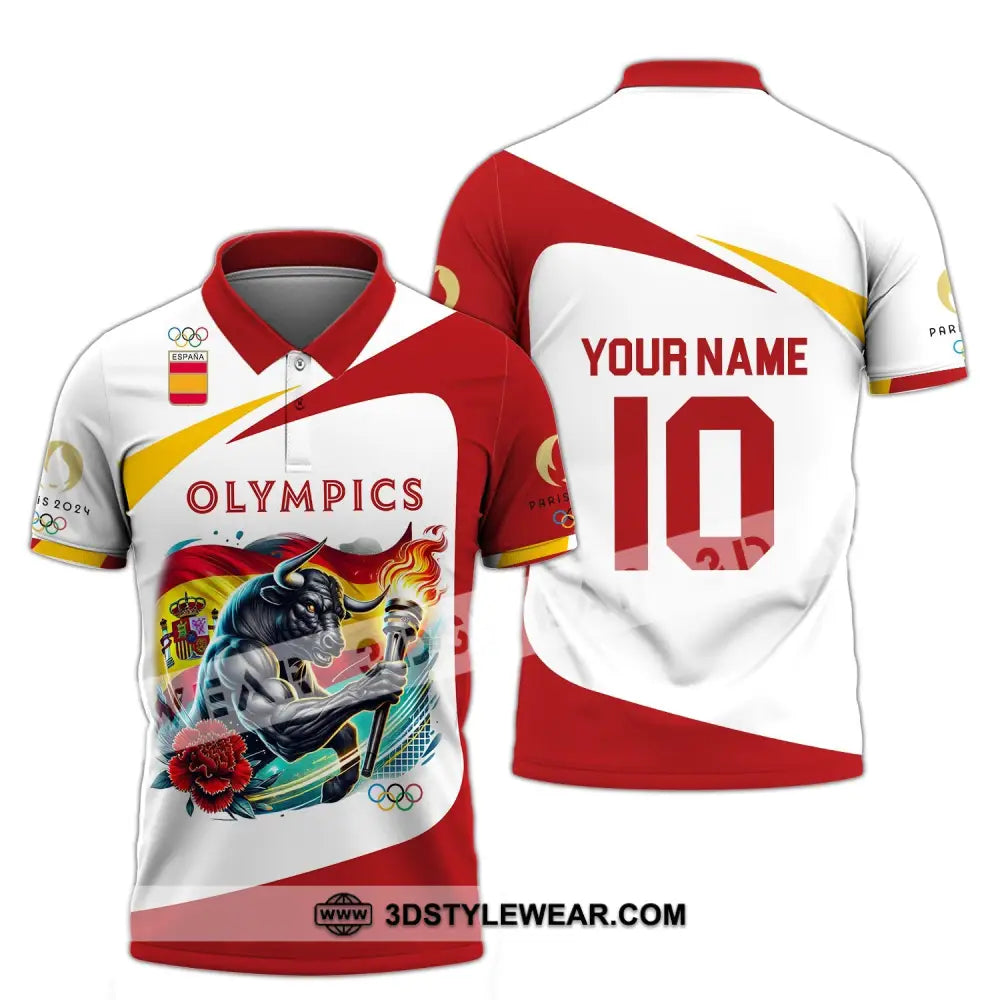 Unisex Shirt - Custom Name And Number Olympics Paris 2024 Sport Spain Polo / S T-Shirt