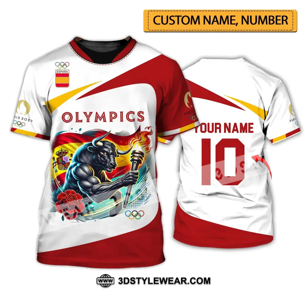 Unisex Shirt - Custom Name And Number Olympics Paris 2024 Sport Spain T-Shirt