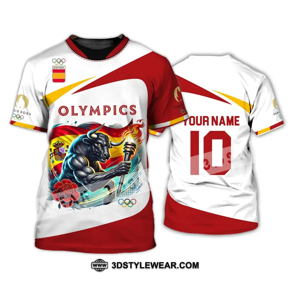 Unisex Shirt - Custom Name And Number Olympics Paris 2024 Sport Spain T-Shirt / S T-Shirt