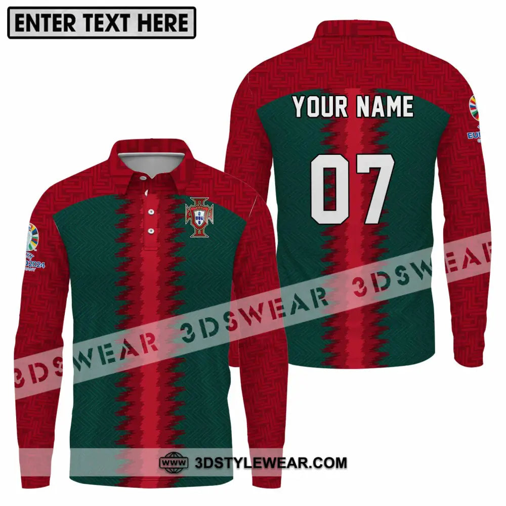 Unisex Shirt - Custom Name And Number Portugal Team Long Sleeve Polo / S T-Shirt