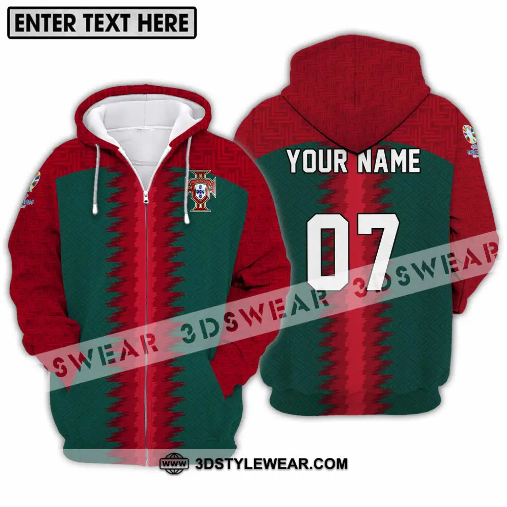 Unisex Shirt - Custom Name And Number Portugal Team Zipper Hoodie / S T-Shirt