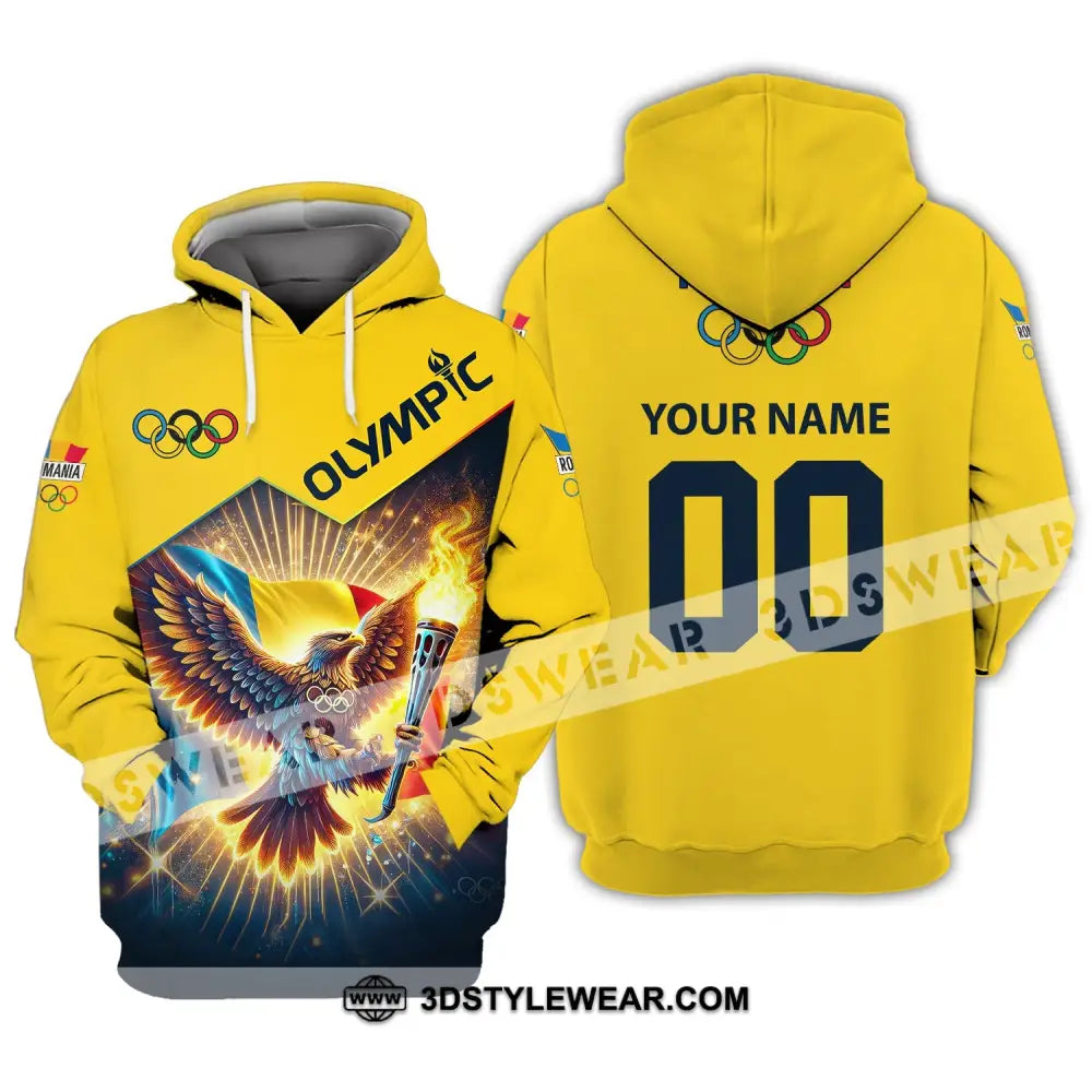 Unisex Shirt Custom Name And Number Romania Olympic 2024 Long Sleeve Polo Hoodie / S T-Shirt