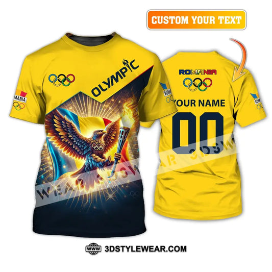 Unisex Shirt Custom Name And Number Romania Olympic 2024 Long Sleeve Polo T-Shirt