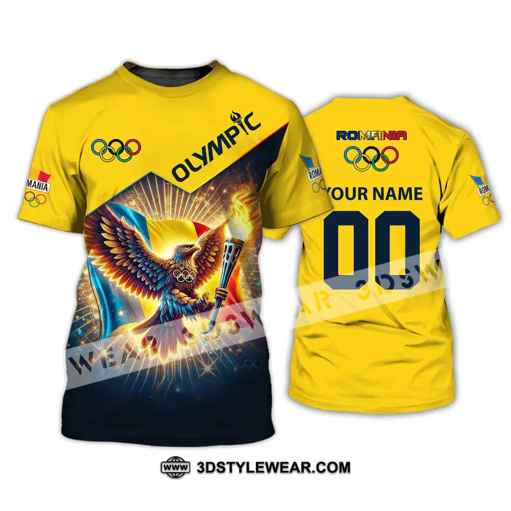 Unisex Shirt Custom Name And Number Romania Olympic 2024 Long Sleeve Polo T-Shirt / S