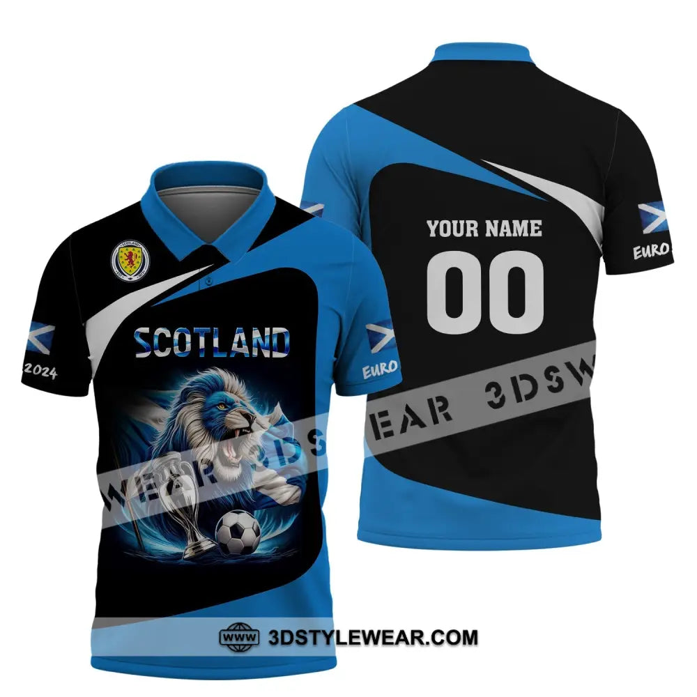 Unisex Shirt Custom Name And Number Scotland Football Euro 2024 Polo Long Sleeve / S T-Shirt