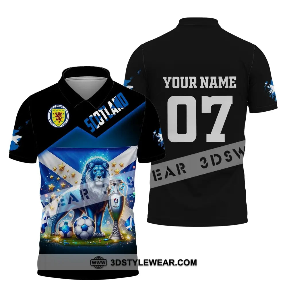 Unisex Shirt Custom Name And Number Scotland Football Euro 2024 Polo Long Sleeve / S T-Shirt