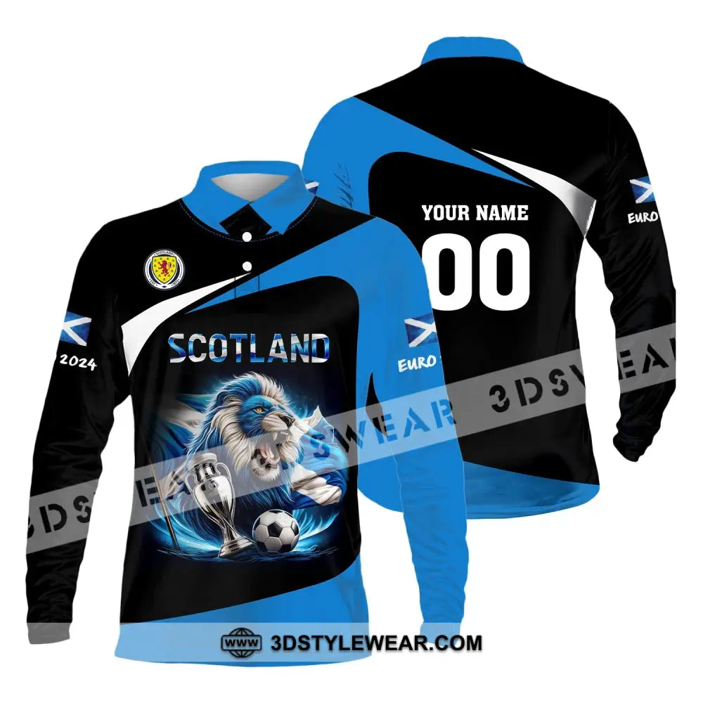 Unisex Shirt Custom Name And Number Scotland Football Euro 2024 Polo Long Sleeve / S T-Shirt