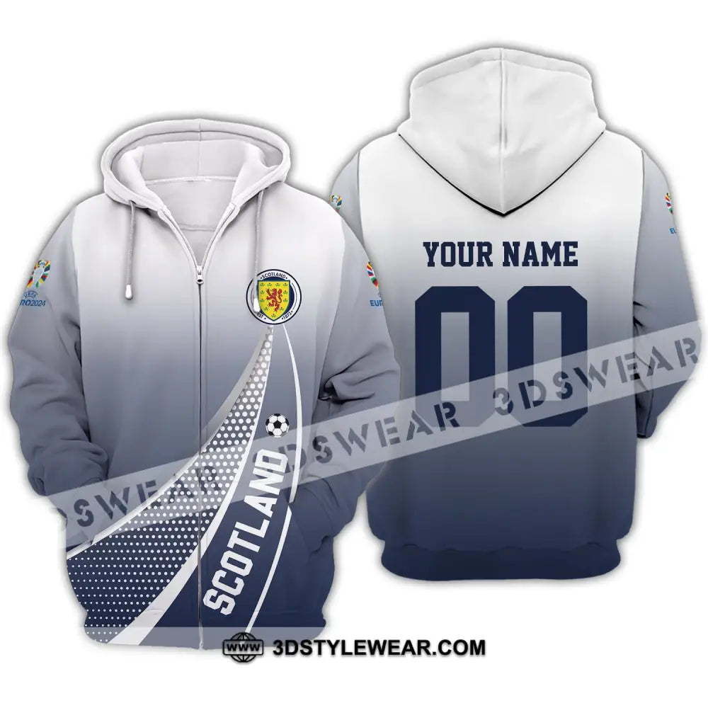 Unisex Shirt - Custom Name And Number Scotland National Team Euro 2024 Zipper Hoodie / S T-Shirt