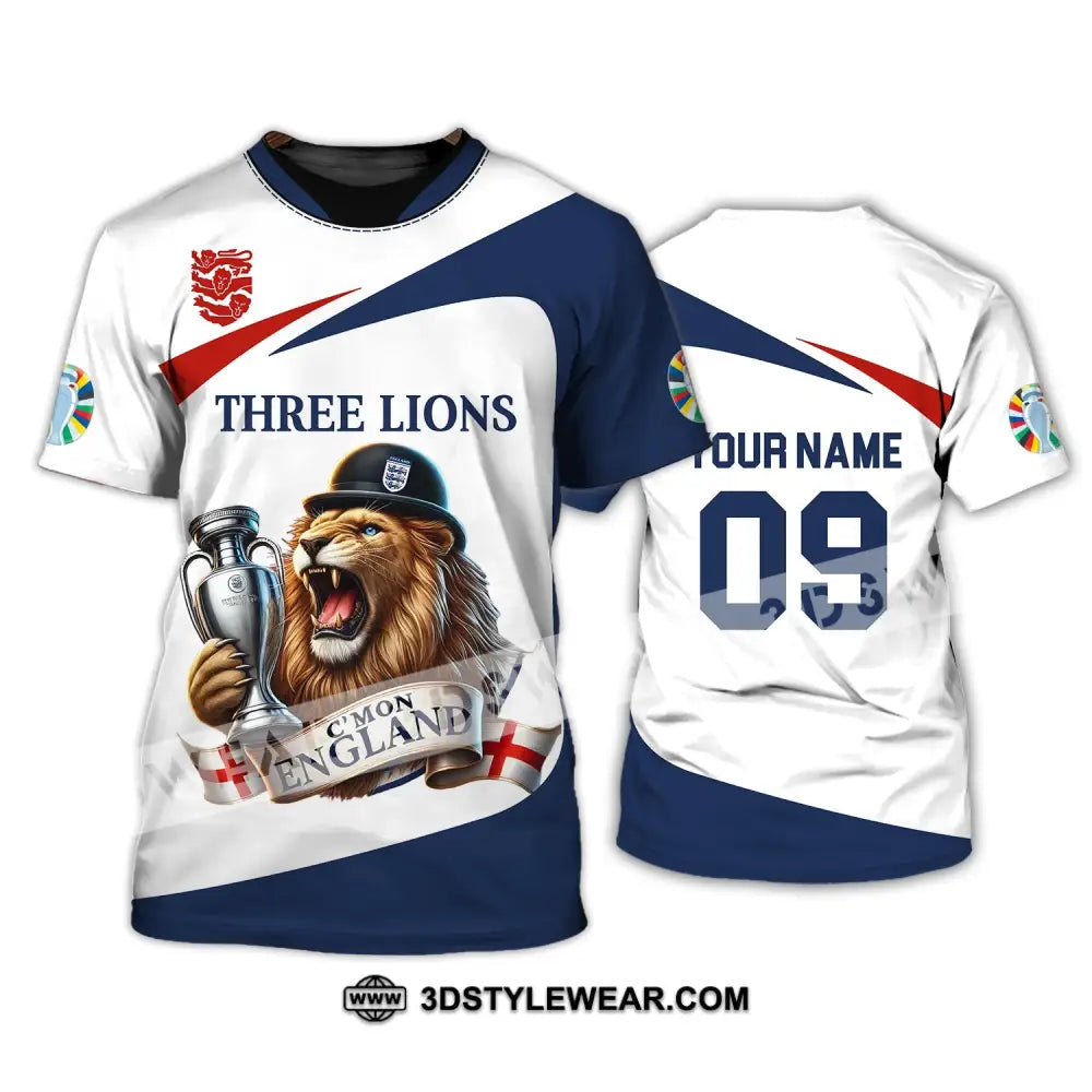 Unisex Shirt - Custom Name And Number Sport C’mon England Three Lions T-Shirt / S T-Shirt