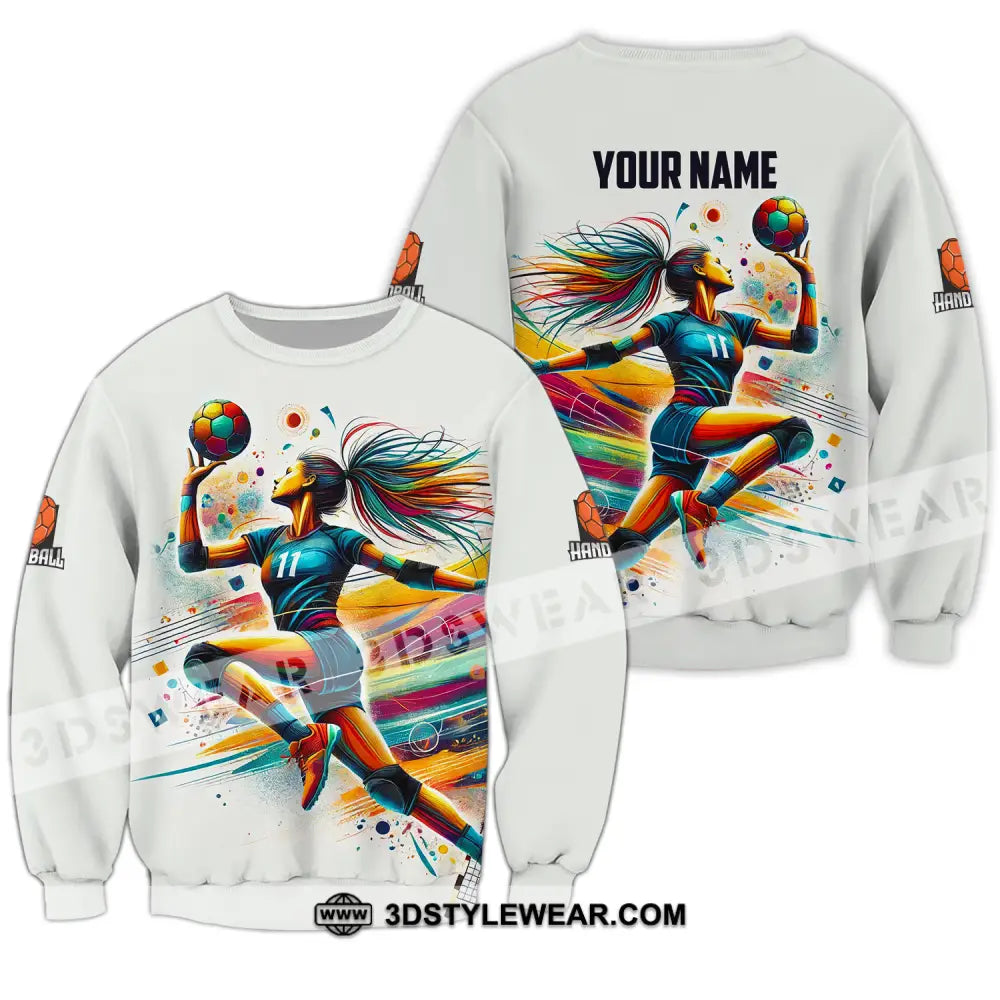 Unisex Shirt - Custom Name And Number Sport Handball Colors Long Sleeve / S T-Shirt