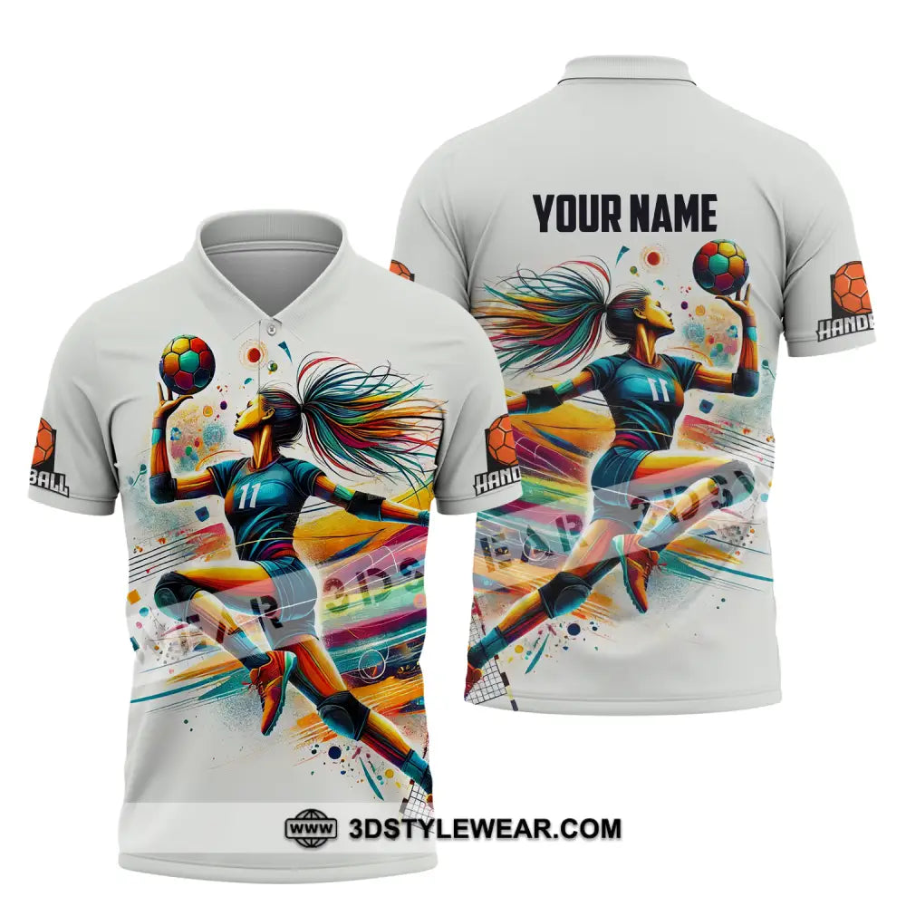 Unisex Shirt - Custom Name And Number Sport Handball Colors Polo / S T-Shirt